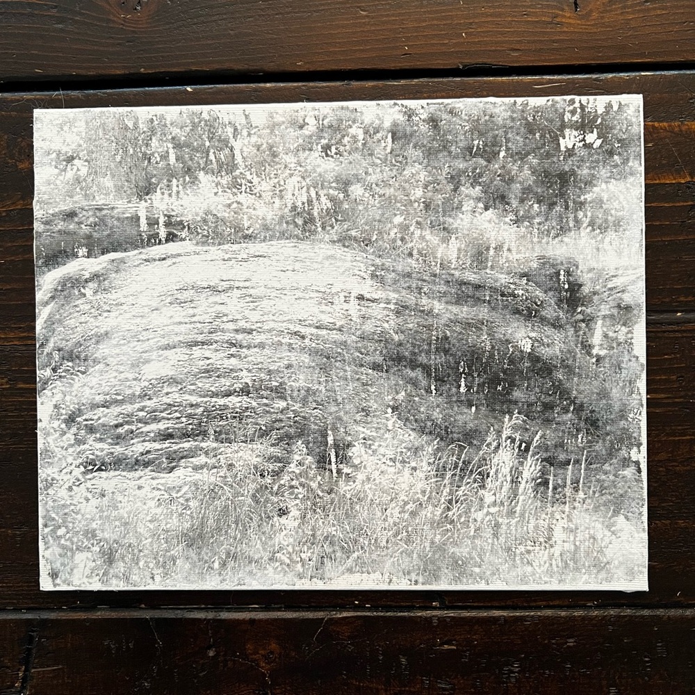 Rock Formation Distressed Black and White Photograph